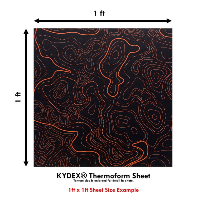 HolsterSmith KYDEX Thermoform Sheet - (Topographic Camo) - (Hunter Orange/Black - Reversed) - (12in x 12in) - (1 Sheet) - (for Holster Making, Cosplay, Hobby) - (USA Made) - Image 3